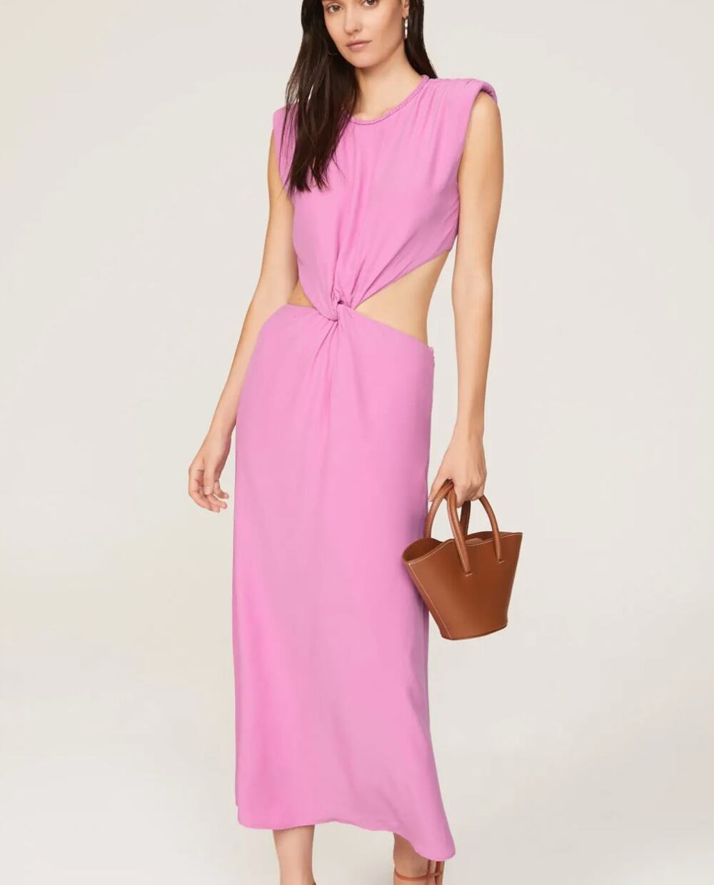 Scotch & Soda Orchid Pink Midi Cut Out Waist Dress Size 2 Vacation Designer $228